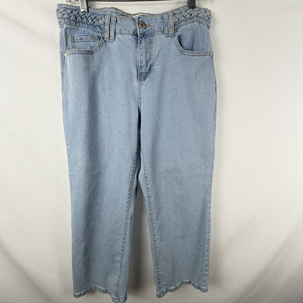 Sandpiper Jeans Braided Waistband Sz 10P Straight Leg Lite Wash Vintage Inspired
